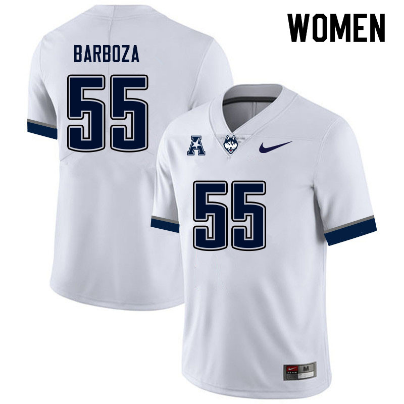 Women #55 Gamaliel Barboza Uconn Huskies College Football Jerseys Sale-White